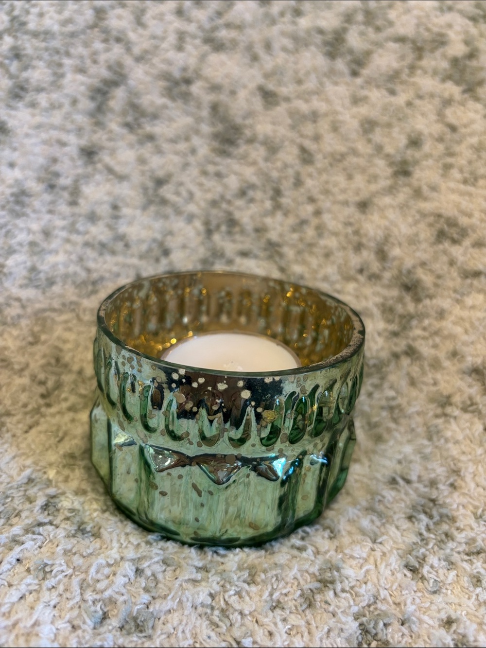 Rustic Sage Green Mercury Glass Tealight Holder by Koyal NWT Pier One